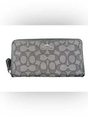 Coach Monogram Jacquard Canvas Accordion Zip Long Wallet New Without Tags